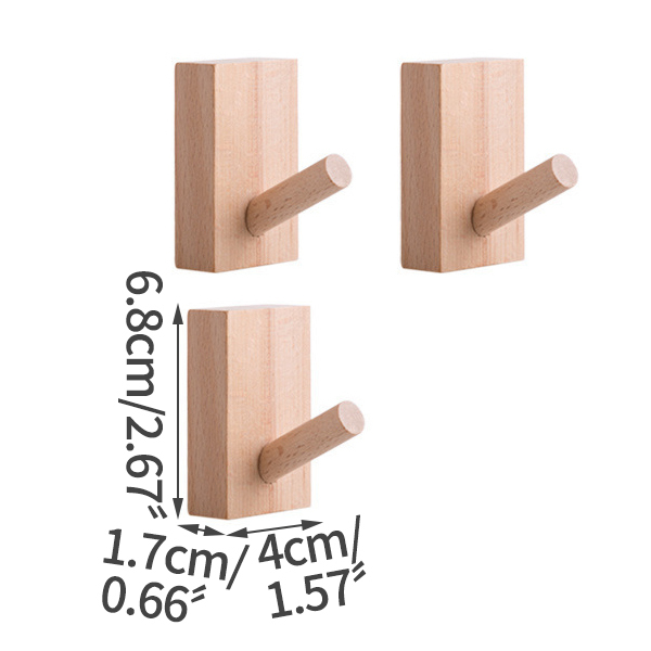 Beech Wood Hooks Wall Decor Storage Rack Key Holder Clothes Hangers Wall-Mounted Room Organizer Home Decoration