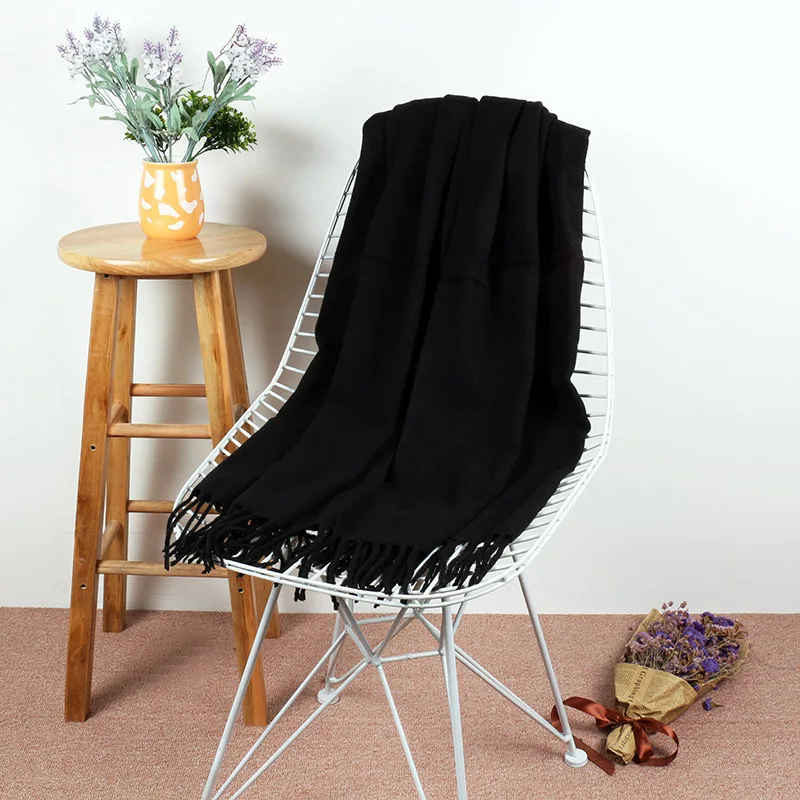 

J1339 Scarf Female Spring, Autumn and Winter Korean Edition Thickened Cashmere Shawl Dual-purpose Cape Size 200*33cm