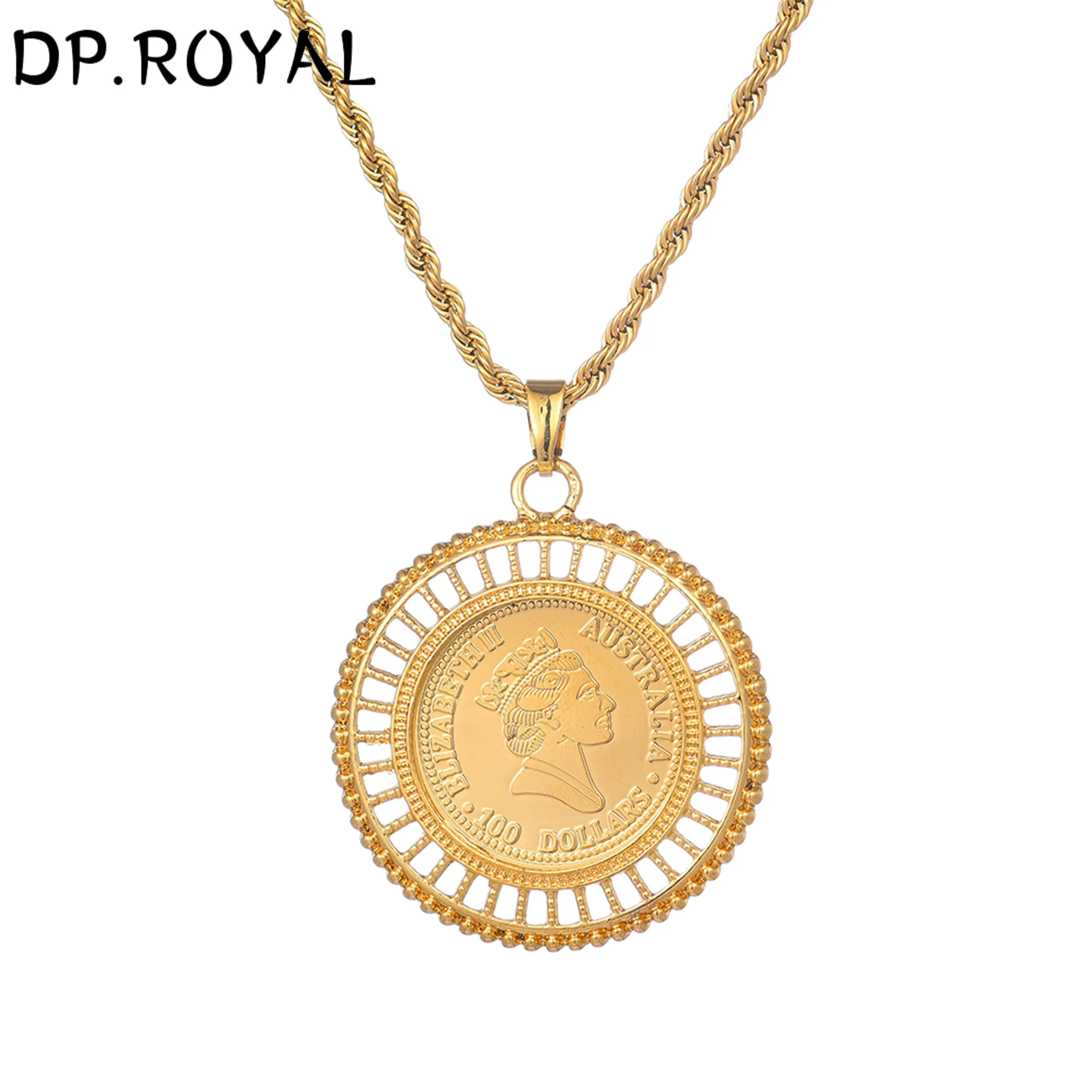 

2019 Gold Color Fashion Queen Coin Pendant Necklace Middle East Turkey Arab Dibai Lady's Necklace Gift