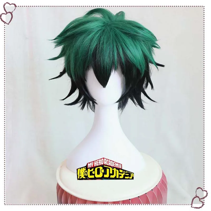 Парик My Boku no Hero Academy Izuku Midoriya Короткие Зеленые черные синтетические волосы термостойкие косплей костюм парик