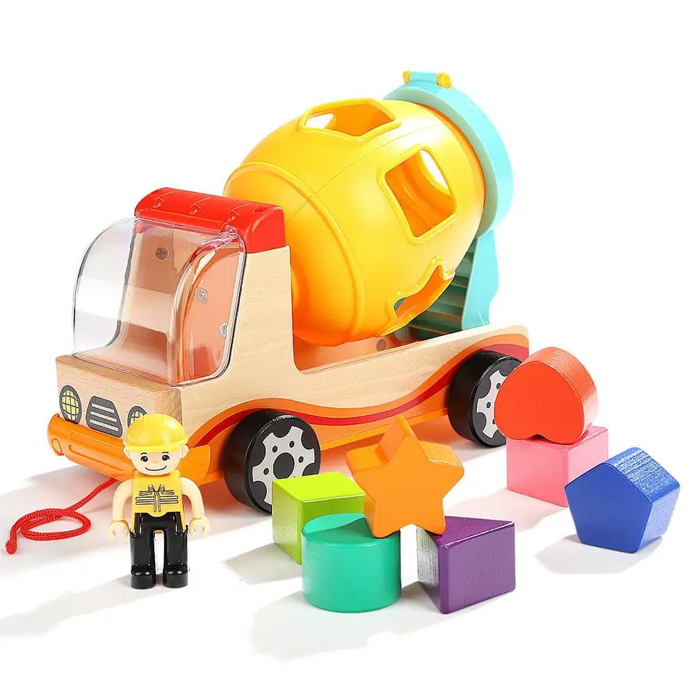 Mixer Truck Shape Cognition Blocks Early Educational Toy for 0-3 Years Old Kids Girls Boys