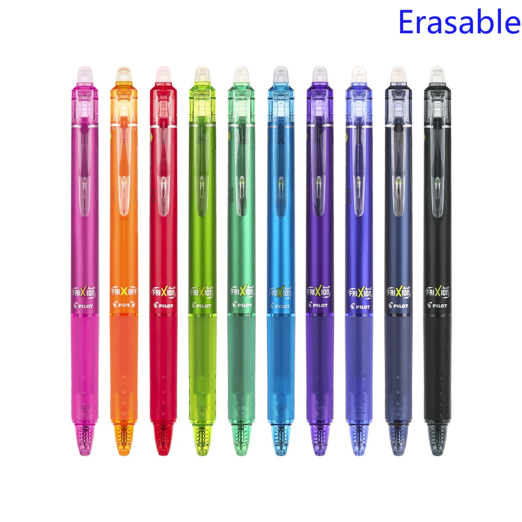 Mantsjoerije Halve cirkel volume 10Pcs Original Pilot FriXion Clicker Ball Knock 0.5mm Erasable Gel Pens  Fine Point Black Blue Red Gel Pen - AliExpress