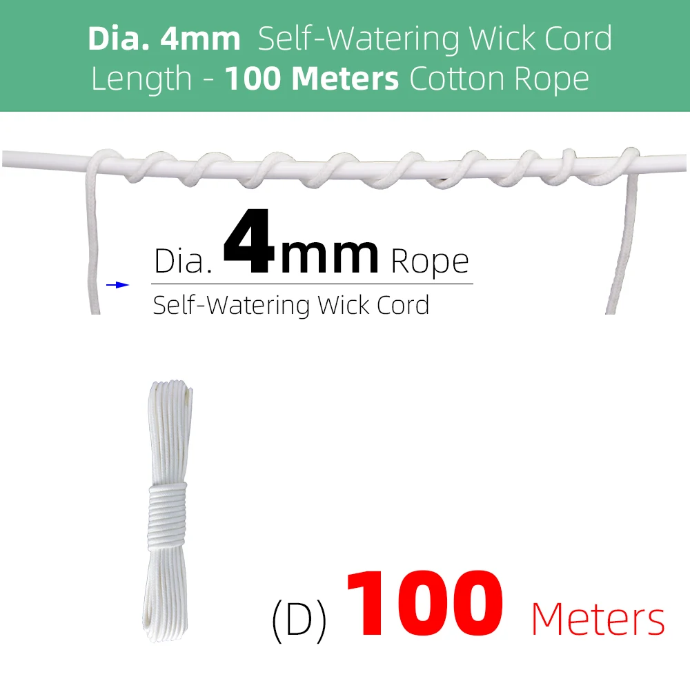 4/5/6/8MM Self-Watering Wick Cord Vacation Planter Pot DIY Automatic Watering Device System Potted Auto Drip Waterer Cotton Rope 