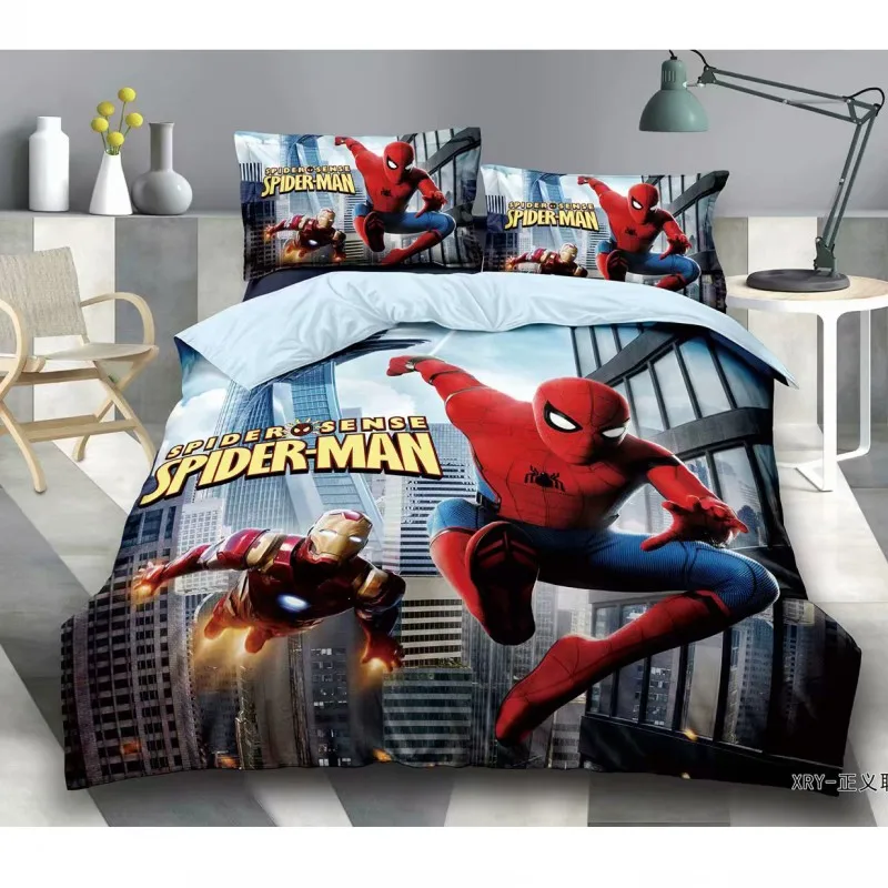 spiderman 2 3D печатных Постельное белье Эльзы из мультфильма "Холодное сердце", «Анна», «Рапунцель»; для девочек и мальчиков тонкие туфли постельное белье пододеяльник, наволочки для подушек для 0,9 м-1,2 м кровать - Цвет: spiderman 2