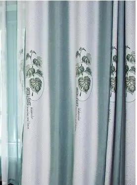 Пальмовые Листья штора с принтом утолщенная Затемняющая штора для спальни гостиной Штора для окна драпировка Балконная занавеска тюль - Цвет: Green Curtain
