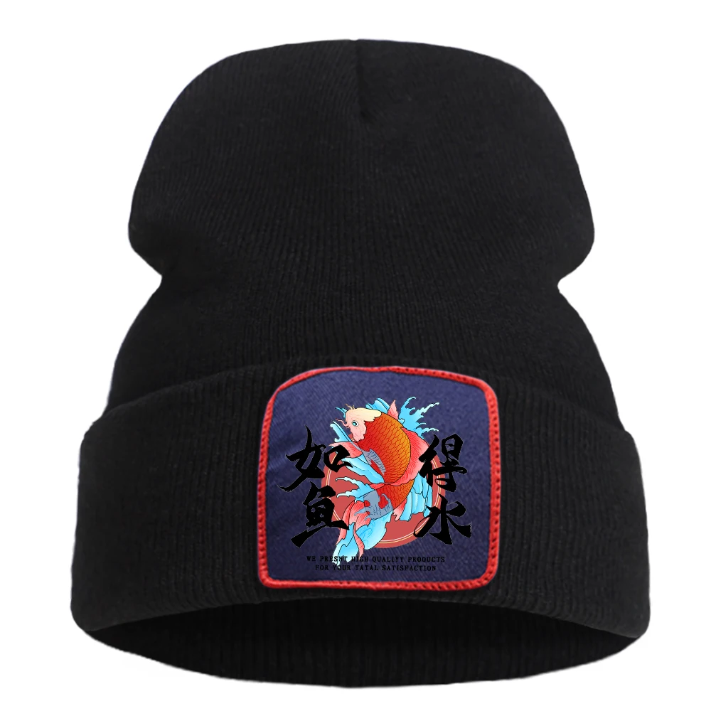 Japan Anime Anime Knitted Cap Men Soft Solid Color Bonnet Hats Unisex Winter Warm Beanie Caps Men Cotton Skullies Hat skullies men Skullies & Beanies