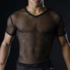 Sexy Men T-shirt Mesh See Through T-Shirt Fishnet Clubwear Short Sleeve Top Undershirt camiseta masculina футболки мужские ► Photo 2/6