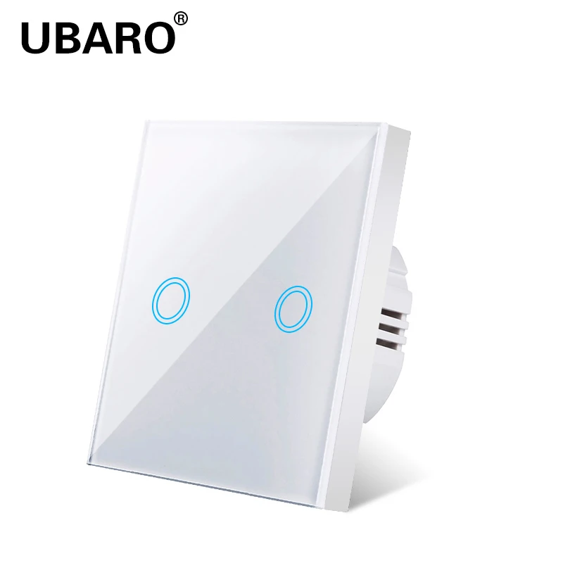 

UBARO Touch Light Switch EU/UK Standard White Crystal Glass Sensitive Switches Wall Led Interruptor Ac100-240v 1/2/3Gang