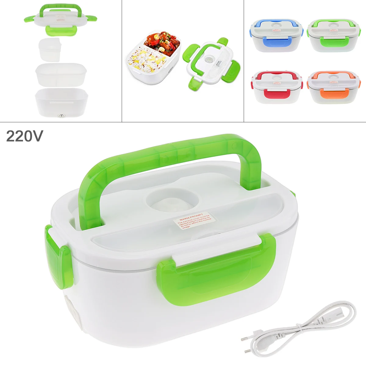 

220V 1.5L Split-type Portable Food Warmer Heating Keeping Electric Lunch Box with Spoon / EU Charging Line