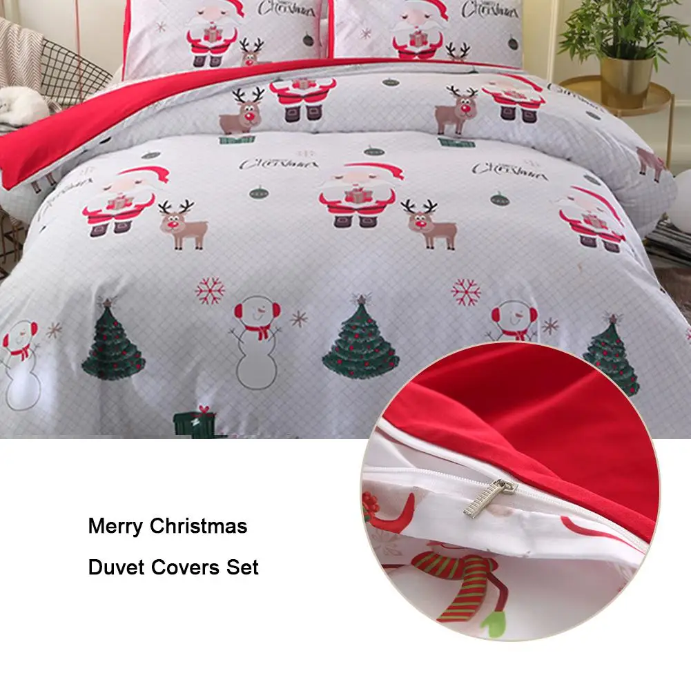 Набор пододеяльников Санта-Клауса с рисунком лося, Комплект постельного белья, товары для дома и спальни, 3 предмета