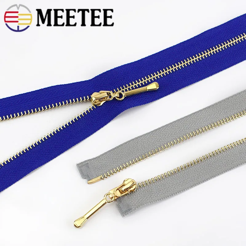 2/5pcs Meetee 40-70CM 3# Open-End Auto Lock Metal Zippers for Sewing Clothes Bags Purse Shoes Craft Accessories Supplies ZA046