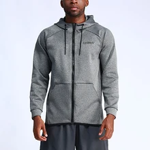 Мужская флисовая толстовка на молнии с капюшоном, мужской тренировочный костюм для бега, фитнеса, дышащая спортивная куртка для улицы, Осень-зима