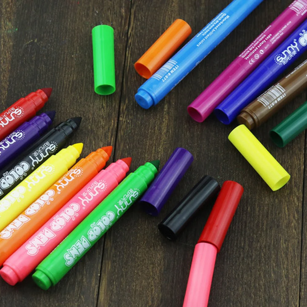 Портативная ручка для детей и студентов, ручная роспись, 24 цвета, водостойкая ручка, моющаяся, Нетоксичная ручка для рисования, Студенческая ручка с граффити