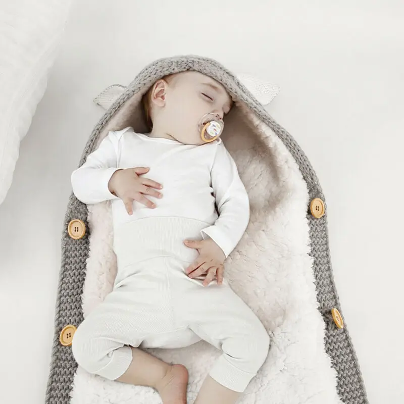 Новое Модное детское одеяло для новорожденных, вязанное крючком зимнее теплое Пеленальное Одеяло, спальные мешки