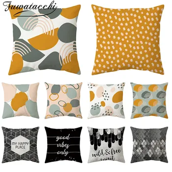

Fuwatacchi Irregular Pattern Cushion Cover Geometric Letters Printed Photo Pillow Covers for Home Sofa Decorative Pillow Cases