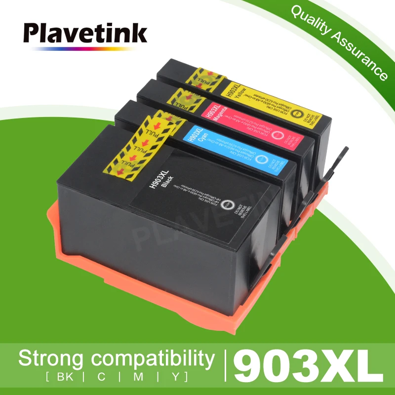 Чернильный картридж Plavetink для принтера HP 903 XL 4 цвета совместим с принтером OfficeJet Pro
