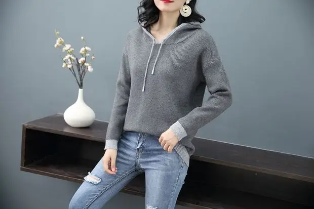 Распродажа Moleton Feminino Inverno Moletom Feminino 9273 женский полосатый пуловер с капюшоном, пол 59-1,4 строк, 2 полки