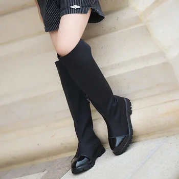 

Winter Girls' Leather Shoes Over The Knee Leather Boots Children's Shoes Black Long Boots
