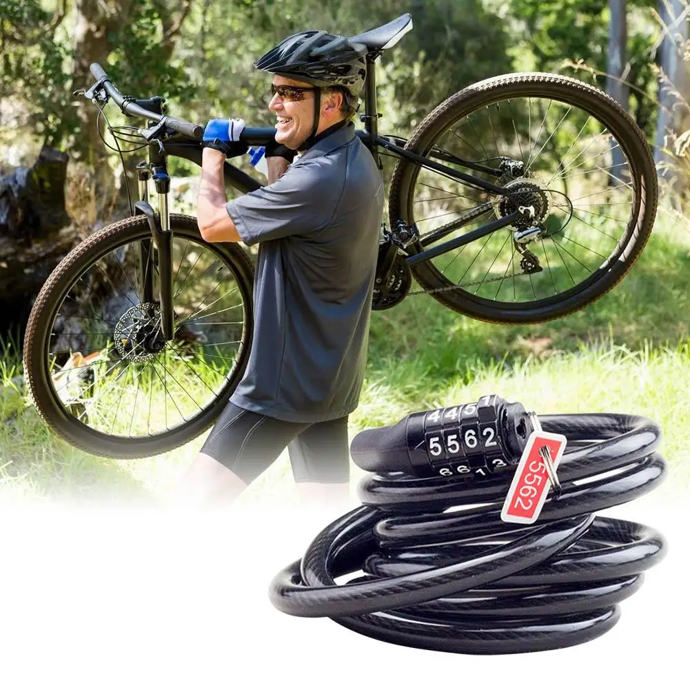Bicycle Lock Motorcycle Motorcycle Mountain Bike Anti-theft Lock Steel Wire Lock, Steel Cable Lock, Password Lock, 4-bit Passwor