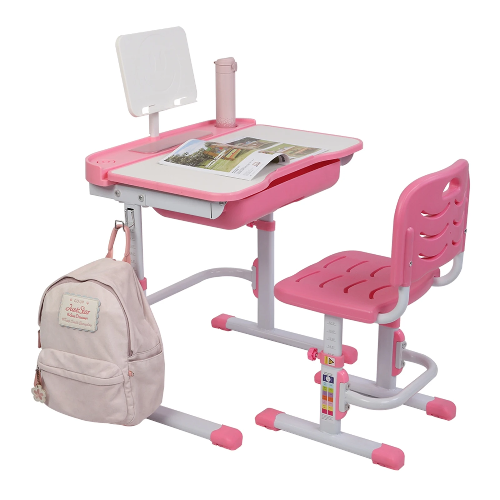Two Colors 70CM Lifting Table Can Tilt Children Learning Table And Chair Study Table Set (With Reading Stand Without Table Lamp)