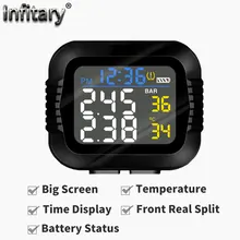 infitary Motorcycle TPMS Tire Pressure Monitoring System F R 2 External Sensor Wireless LCD Display Moto Tyre Alarm Systems