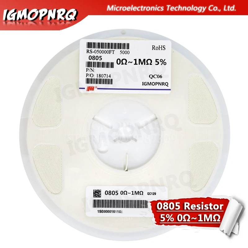 100 шт. 0805 SMD 1/4 Вт Резистор 0R-10 м 0 Ом 10R 100R 220R 330R 470R 1K 4 7 K 10 47 (Европа) 100K 330 470 |