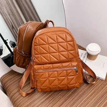 

Fashion large-capacity backpack young girl student school bag 2020 winter new multifunctional travel backpack hot sale brown