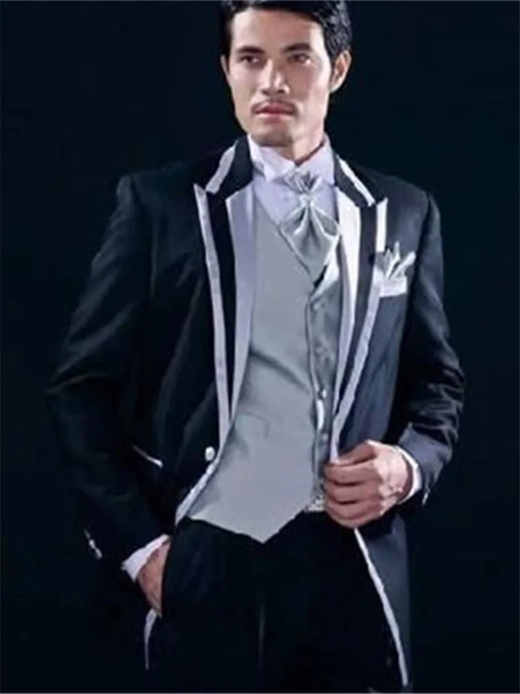 Классический мужской костюм смокинг Noivo Terno Slim Fit Easculino вечерние костюмы для мужчин черный Индивидуальный смокинг для жениха