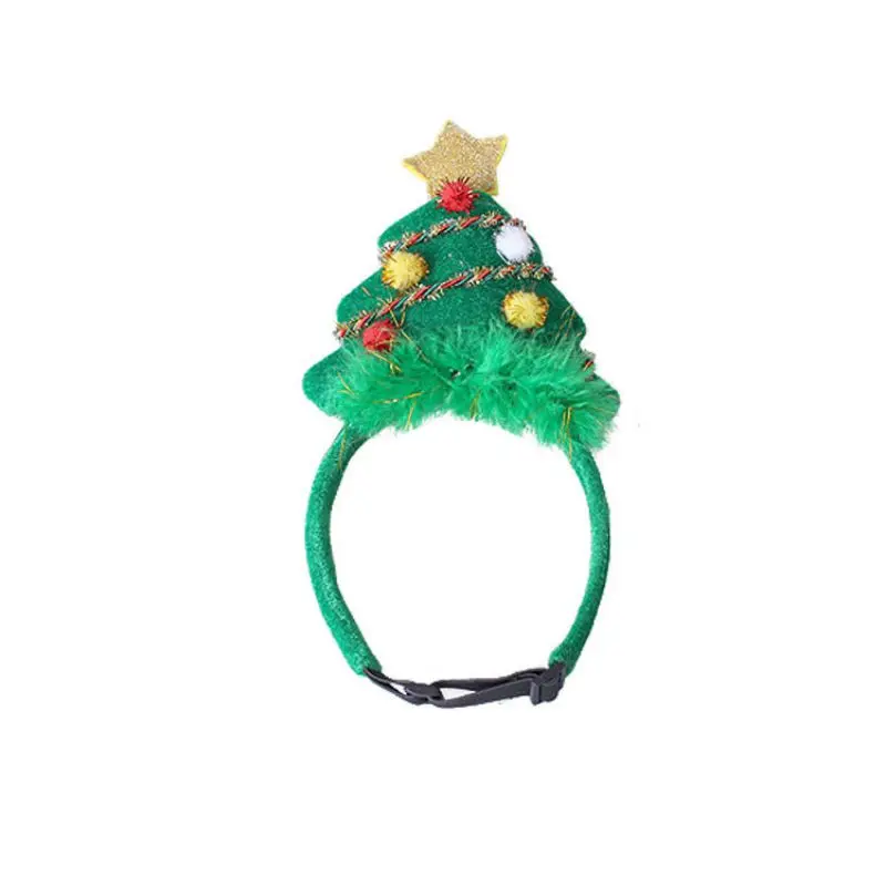 Рождественская елка и сердечком и повязка на голову с регулируемым ремешком ПЭТ головного убора кота собаки фестиваль вечерние украшения Рождественская елка повязка на голову