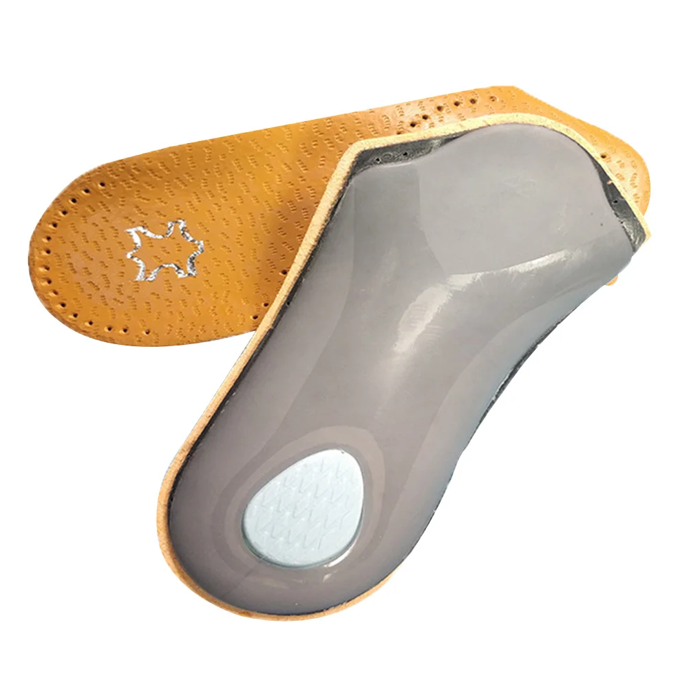 

2PCS Washable High Arch Practical Orthotic Insoles Heel Support Plantar Corrector Flat Foot 3/4 Length Artificial Leather