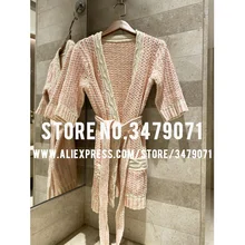 【11. 11 sale】высококачественный женский кардиган свитер с v-образным вырезом кружевной свитер Повседневный Вязаный Кардиган Куртка осенний зимний топ