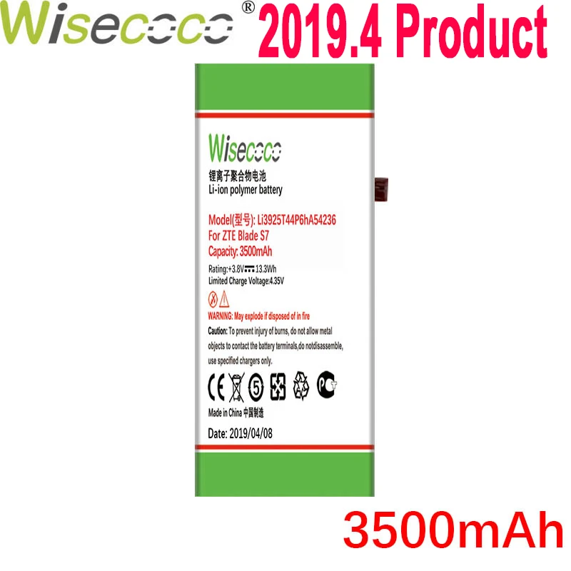 

Wisecoco 3500mAh Li3925T44p6hA54236 Battery For ZTE Blade S7 T920 Phone Latest Production High Quality Battery+Tracking Code