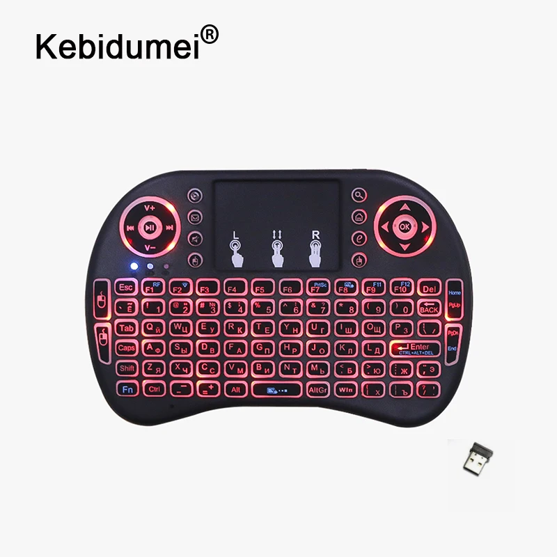 

kebidumei i8 keyboard backlit English Russian Air Mouse 2.4GHz Wireless Keyboard Touchpad Handheld for Android X96 TV BOX