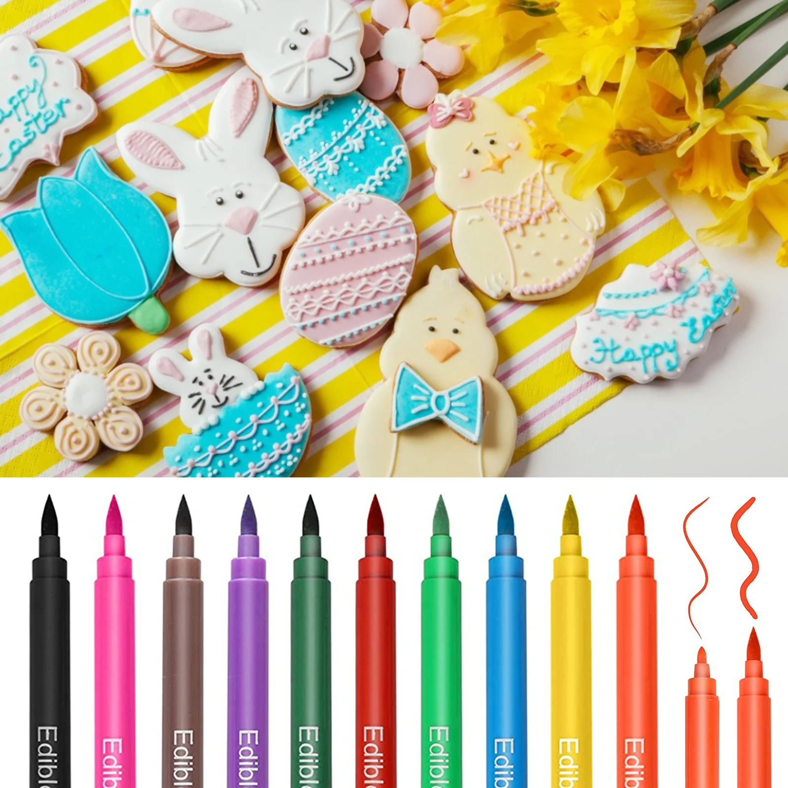 Food Coloring Marker Edible Hook Line Drawing Pens Flip Sugar Cookies