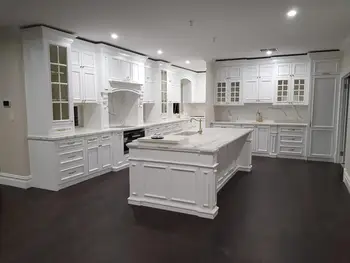 

Private Custom Modern Glass Door Marble Top Solid Wood Kitchen Cabinet White Drawer For Home