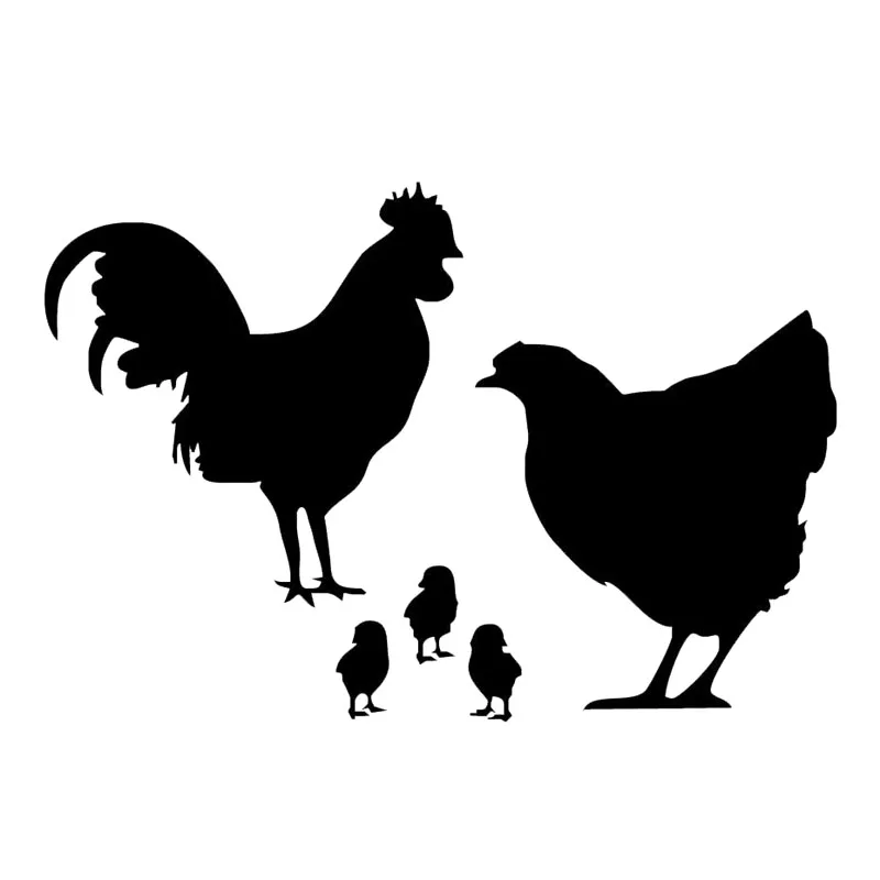 

Lovely Chicken Family Vinyl Car Styling Farm Animal Decals Car Stickers Black/Silver for Skoda Fabia Skoda Rapid Lexus,20cm*13cm