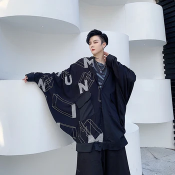 

2020 Spring And Autumn New Youth Popular Dark Series Stitching Alphabet Printing Long-sleeved Shirt Fashion Casual Loose Shirt