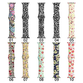 

Sports soft Silicone Bracelet 44 40 38 42mm for Apple Watch 4 Bands Pattern Printed Replacement strap Accessories for iWatch 3/2
