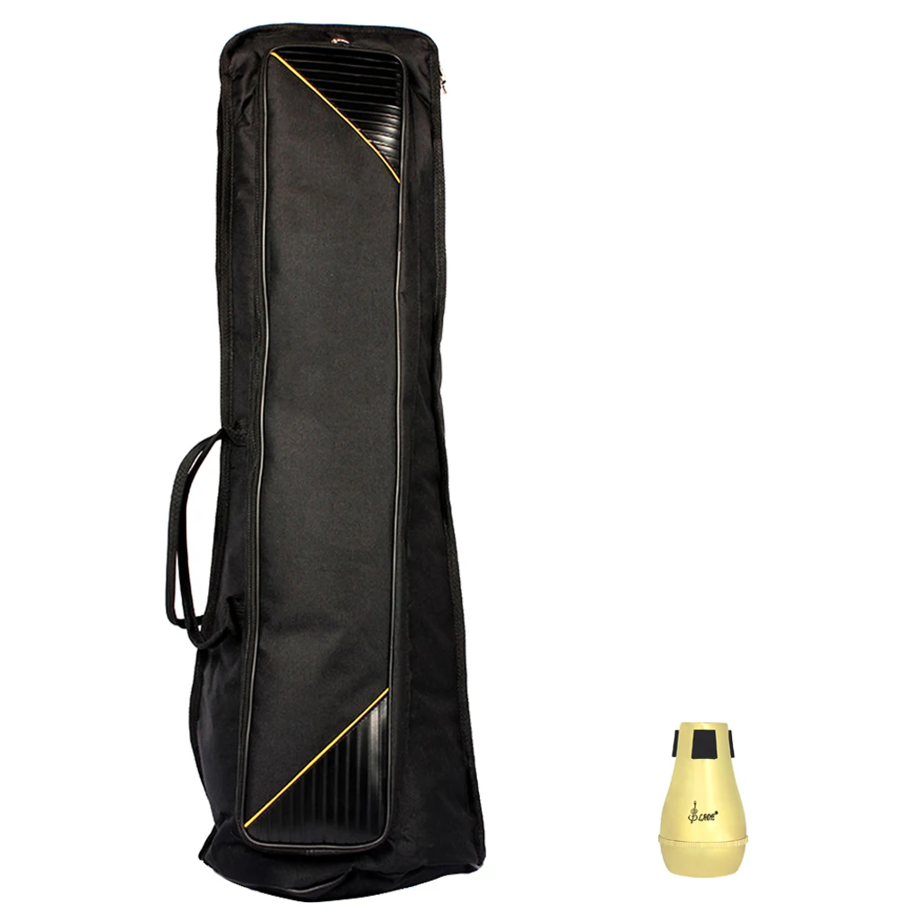 Durable 1 Piece Practice Straight Mute and 1Piece Gig Bag Set for Tenor Trombone Musical Instrument Parts