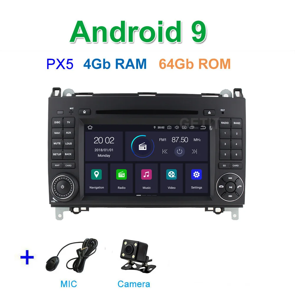 DSP 64G PX6 Android 9,0 автомобильный DVD мультимедиа радио gps для Mercedes Benz B200 W169 W245 Viano Vito W639 Sprinter W906 - Цвет: PX5 4G CAMERA