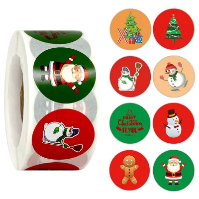 

500Pcs Round Christmas Sticker Kawaii Thank You Stickers Aesthetic Stationery Envelope Cards Gift Package Scrapbooking Decor