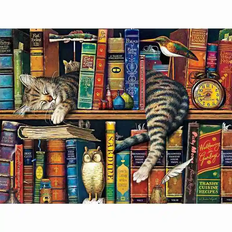 Sleepy cat 1000 peça quebra-cabeça para adultos crianças aprendendo quebra-cabeças educacionais