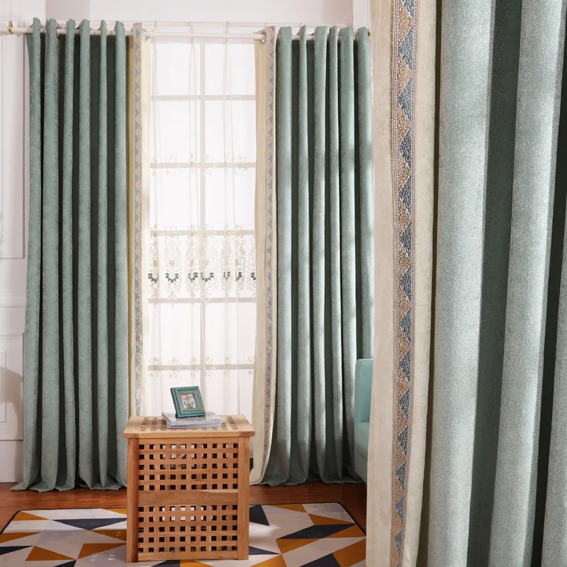 

Plain Chenille Stitching Shading Curtains for Living Dining Room Bedroom.