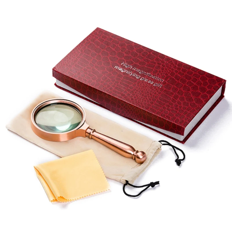 

Portable 10X Magnifying Glass Handheld Retro Metal Magnifier Jewelry Newspaper Book Reading High Definition Eye Loupe Glass AHPU