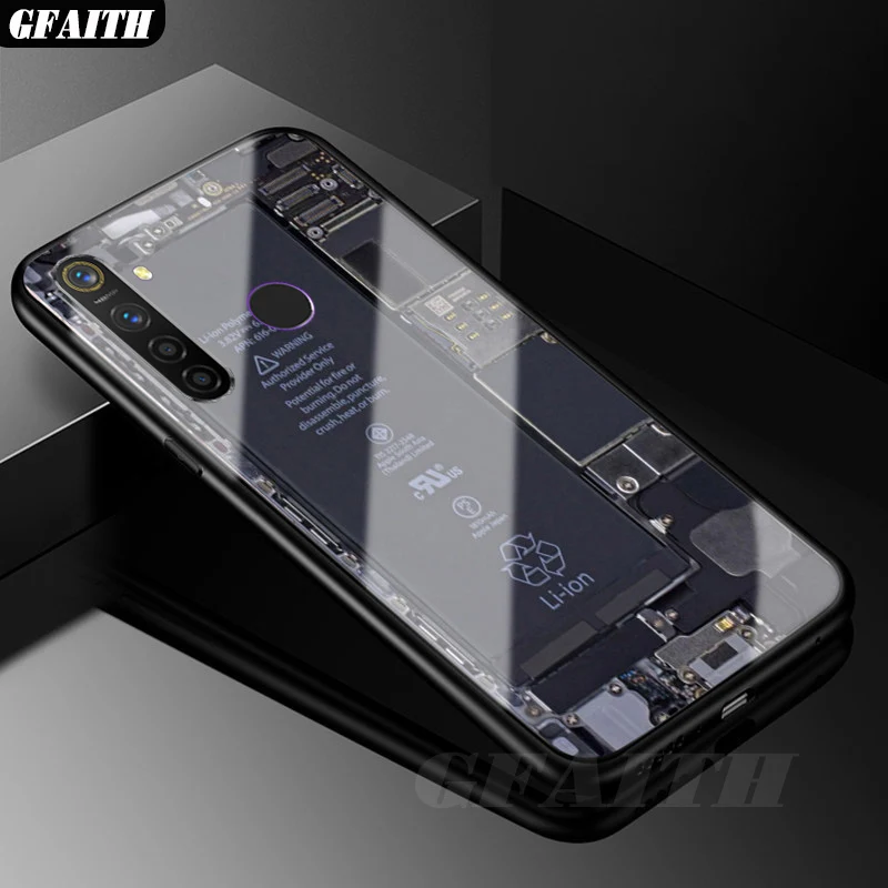 GFAITH для Realme 5 Pro Чехол проводник из окрашенного закаленного Стекло Крышка для Realme 5 Realme XT чехол - Цвет: Pattern 2