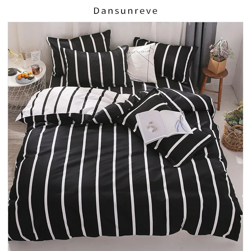 Dansunreve Black White Striped Bedding 3 4pcs Kit Cartoon Bedsheet Pillowcase Cotton Blend Sets 2020 Bedding Sets Aliexpress