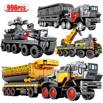 

City Ucket Carrier Car Tank Building Blocks for Technic Wandering Earth Cargo Van Transport Truck Bricks Toys for Boys