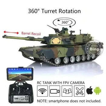 شراءالأسهم الأمريكية HL دبابة مع جهاز للتحكم عن بُعد 1/16 6.0 تخصيص Abrams FPV 3918 360 برج برميل نكص TH16259-SMT2