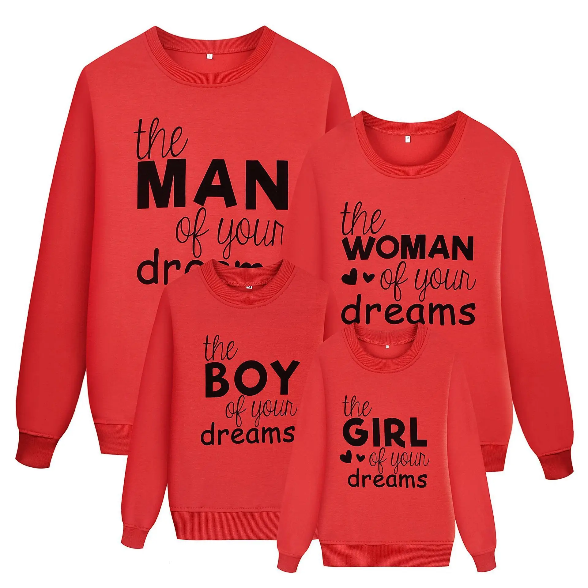 Коллекция года, зимние Рождественские свитера для всей семьи толстовки с буквенным принтом для мамы, папы, дочки и сына семейная одежда красного цвета - Цвет: red