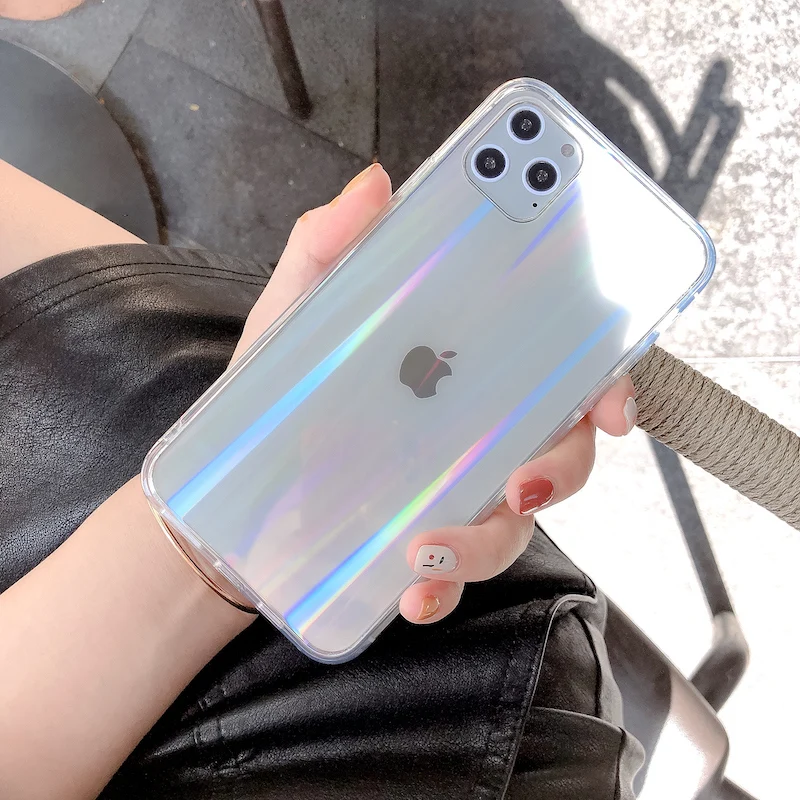 Радужный лазерный чехол для iPhone X XR XS Max 11 11 Pro Max 6 6s 7 8 Plus XS роскошный цветной градиентный прозрачный акриловый чехол для телефона|Специальные чехлы| | АлиЭкспресс